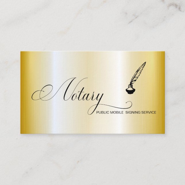 *~* PHOTO - Stamp Pen Feather Signing Agent Notary Business Card (Front)
