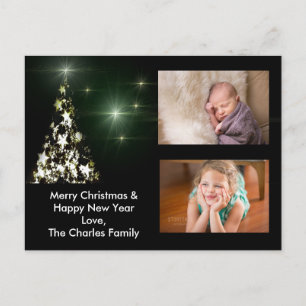 Photo & Stars on Christmas Tree Night Sky Postcard