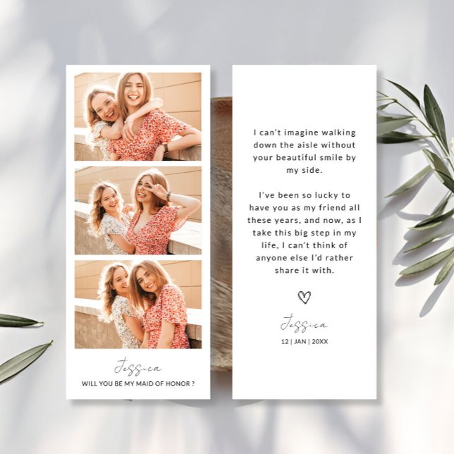 Photo Strip 3 Photos Carte de proposition Bridesma (Photo Strip 3 Pictures Bridesmaid Proposal Card)
