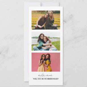 Photo Strip 3 Pictures Bridesmaid Proposal Card