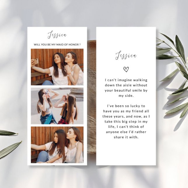 Photo Strip 3 Pictures Bridesmaid Proposal Card (Photo Strip 3 Pictures Bridesmaid Proposal Card)