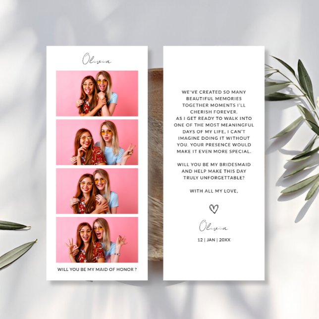 Photo Strip 4 Pictures Bridesmaid Proposal Card (Photo Strip 4 Pictures Bridesmaid Proposal Card)
