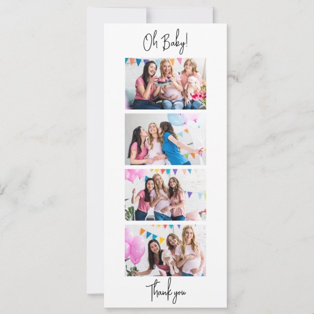 Photo Strip Photobooth Baby Shower Thanks Card (Front)