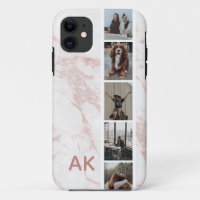 Photo Strip Pink Marble Personalized Initials