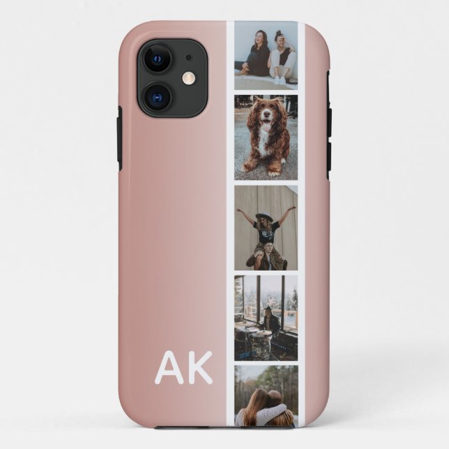 Photo Strip Pink Ombre Personalized Initials  Case-Mate iPhone Case (Back)