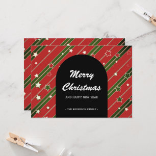 Photo Strip Red Green   Holiday Christmas Card