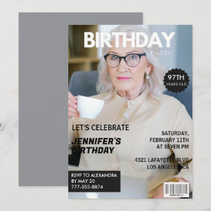 Photo Stylish Magazine Cover for her 97th birthday Invitation