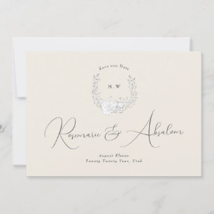 Photo Subtle Elegance   Classic Wreath Monogram Save The Date