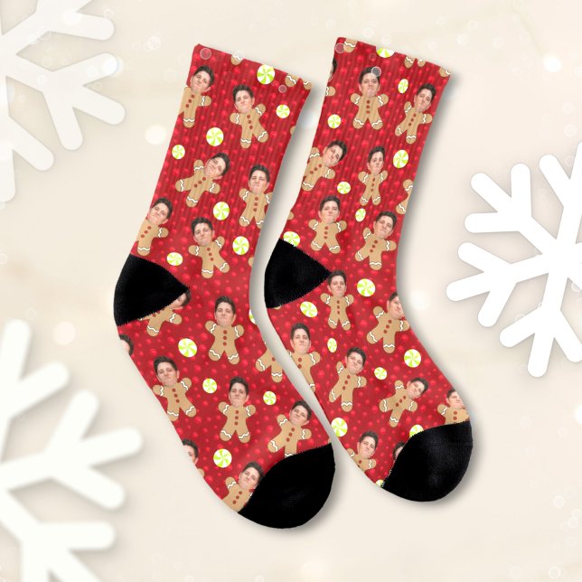 Photo sur mesure Pain d'épices Hommes Chaussettes  (Créateur téléchargé)
