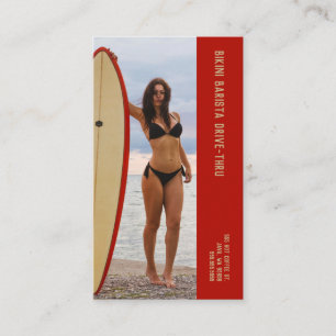 Photo Surf Bikini Barista Double Number Coffee Loyalty Card