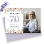 Photo Surprise 70th Birthday Party Elegant Floral Invitation<br><div class="desc">This photo surprise 70th birthday invitation features soft pastel watercolor flowers and space for a photo. The design combines modern typography with modern calligraphy,  creating a refined and stylish look—perfect for celebrating a special woman’s milestone birthday.</div>