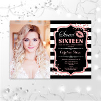 Photo Sweet 16 Birthday - Kiss Rose Gold Black