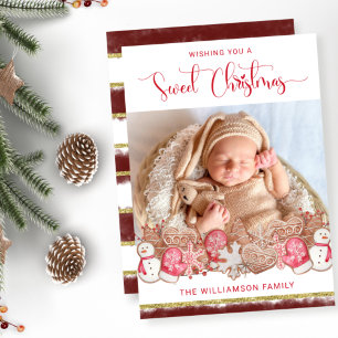 Photo, Sweet Christmas Holiday Gingerbread Cookies Card