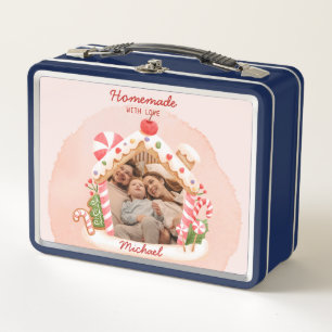 Photo Sweet Gingerbread House Homemade with Love Metal Lunch Box