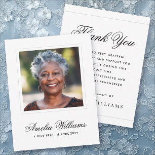 Photo sympathie deuil carte de remerciements blanc