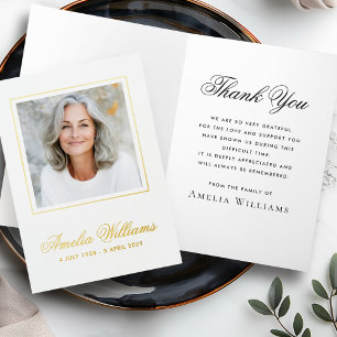 Photo sympathy bereavement white foil thank you foil greeting card