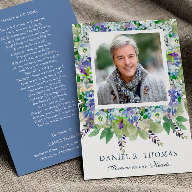Photo Sympathy Floral Funeral Thank You Cards (Forever in Our Hearts Bereavement Sympathy Memorial Funeral Thank You Card)