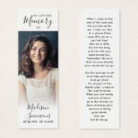 Photo Sympathy Funeral Memorial Poem Bookmark