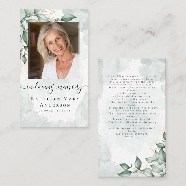 Photo Sympathy Funeral Memorial Prayer Card (Front/Back)