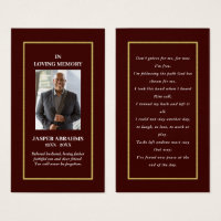 Photo Sympathy Funeral Memorial Prayer Cards