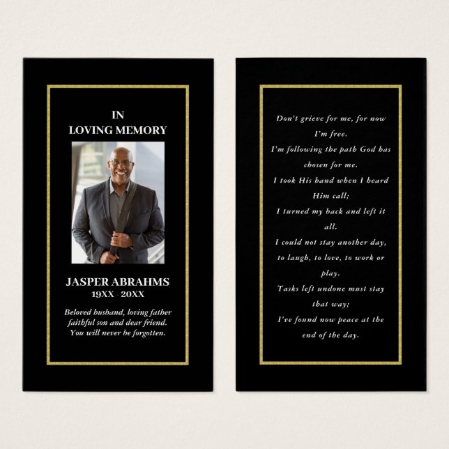 Photo Sympathy Funeral Memorial Prayer Cartes (Devant & derrière)