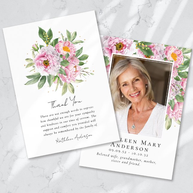 Photo Sympathy Funeral Memorial Thank You Card (Creator Uploaded)