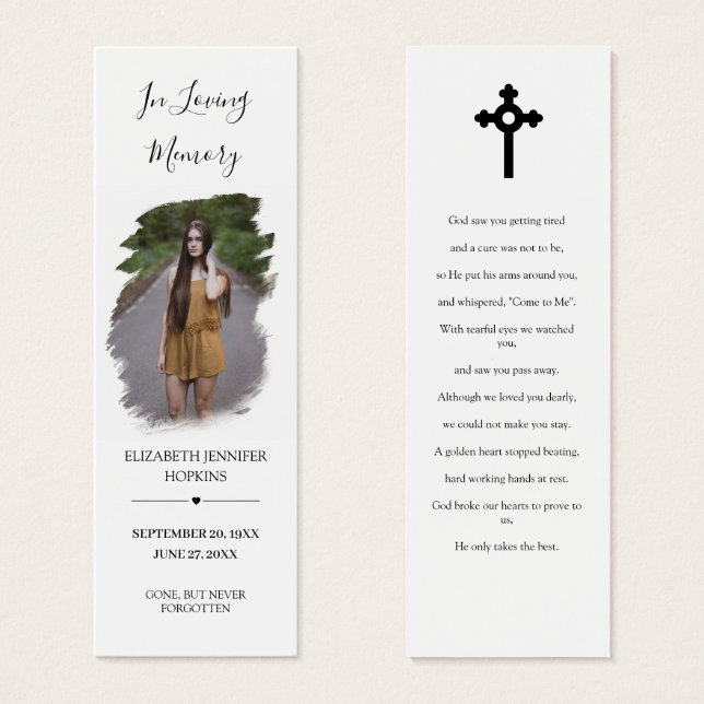 Photo Sympathy Funeral Poem Signet Card (Devant & derrière)