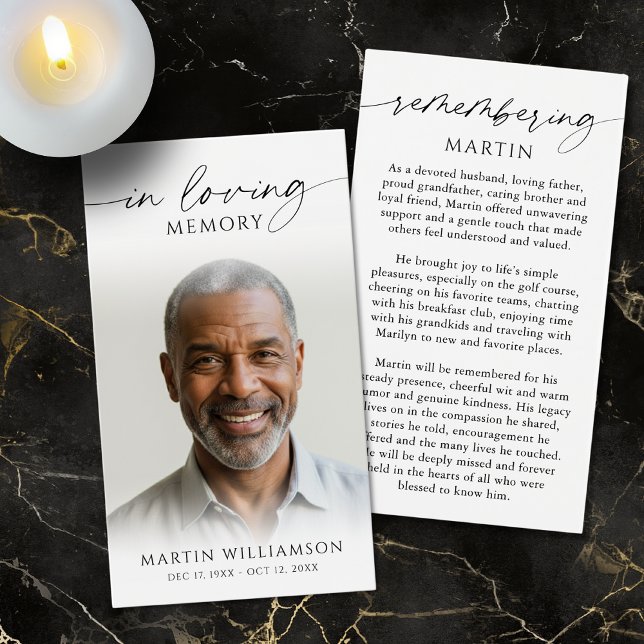 Photo Sympathy Funeral Remembrance Prayer Card (Créateur téléchargé)