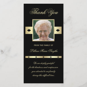 Photo Sympathy Memorial Thank You Photo Card Black