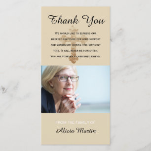 Photo Sympathy Memorial Thank You Religious Cross Card