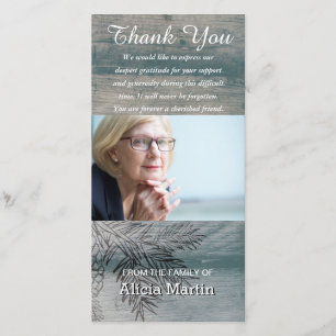 Photo Sympathy Memorial Thank You Rustic Wood