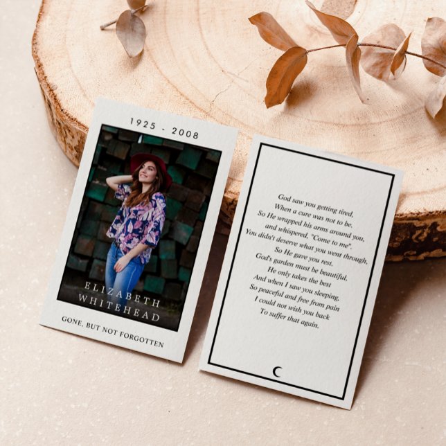 Photo Sympathy Prayer Card (Large photo memorial card that is a perfect keepsake at your loved ones celebration of life.)