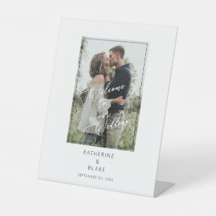 Photo Table Welcome to our Wedding  Pedestal Sign