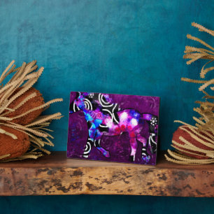 Photo Tablette Plaque Whimsical Cheval Abstrait Art Bleu