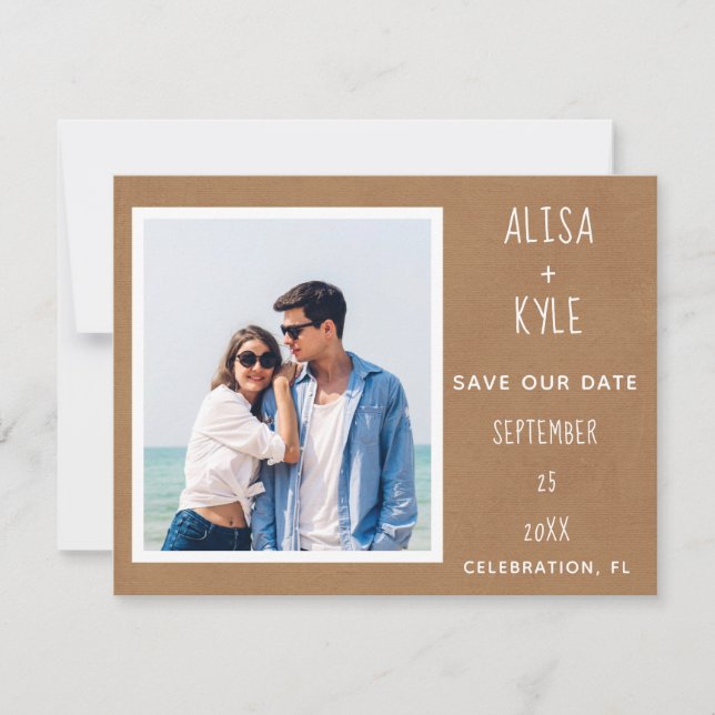 Photo Tan Modern Save the Date (Front)