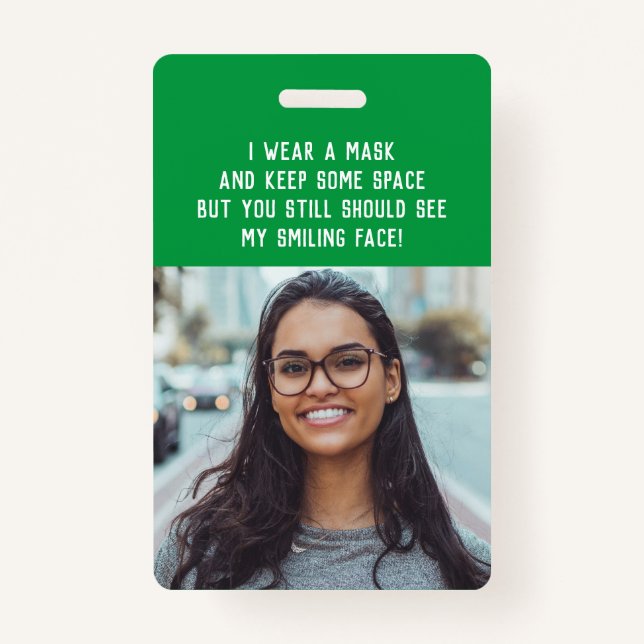 Photo teacher nurse green name badge (Front)