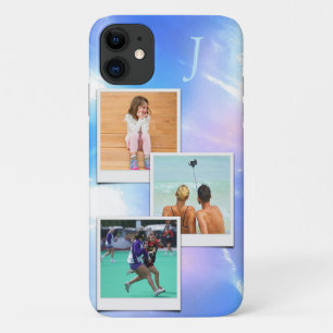 Photo Template Blue Marble Pink Hue Monogram iPhone 11 Case