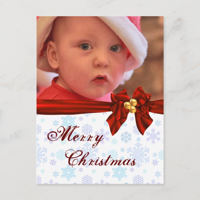 Photo Template Christmas Bow Postcard (Front)