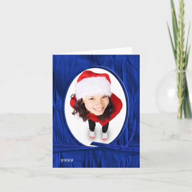 Photo Template - Crumpled Cobalt Blue Christmas (Front)