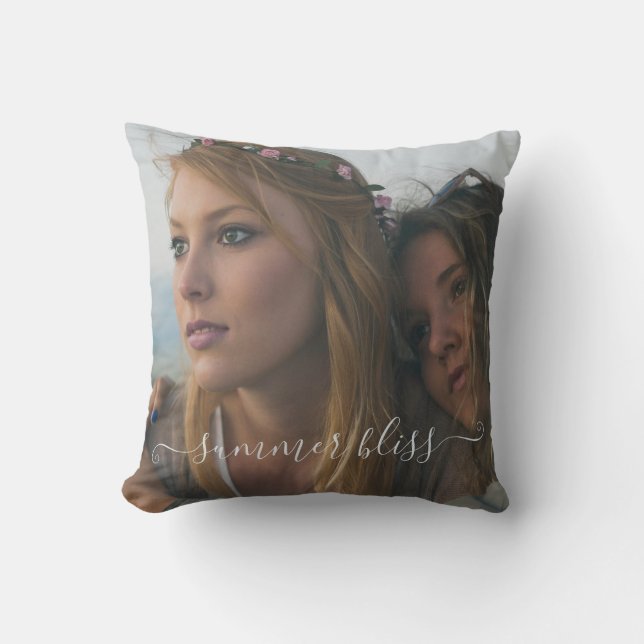 Photo Template Custom Saying Throw Pillow (Front)