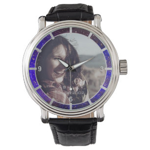 Photo Template Elegant Personalized Galaxy Stars  Watch