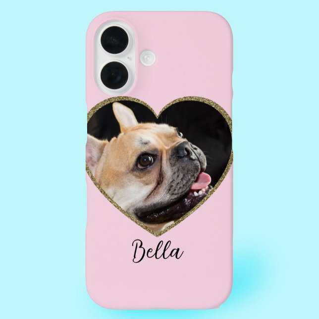 Photo Template Glitter Heart With Pet Custom Name Case-Mate iPhone Case (Creator Uploaded)