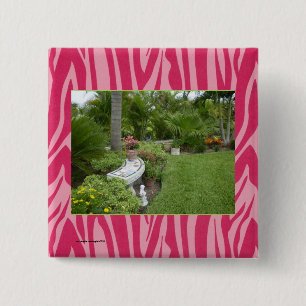 PHOTO TEMPLATE in Red and Hot Pink Zebra Print 2 Inch Square Button