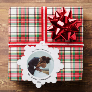 Photo Template Our First Christmas Married Merry  Ornament Card