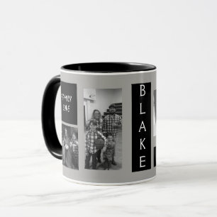 Photo Template Personalized Black Grey Men's Mug