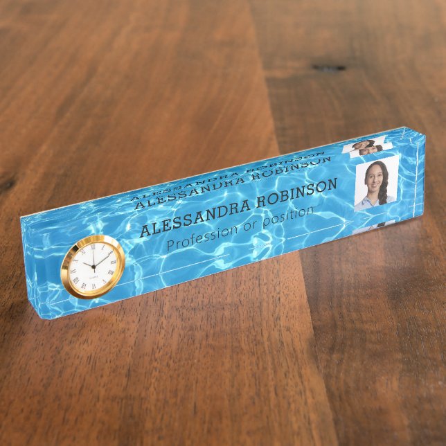 Photo Template Water theme Desk Name Plate (Side)
