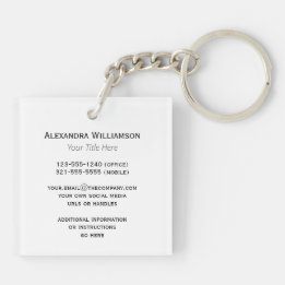 Photo Text Double Sided Business Card Square Keychain