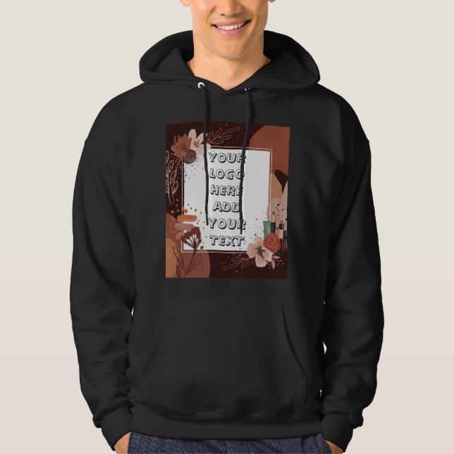 Photo Text Logo Floral Boho Hoodie (Front)