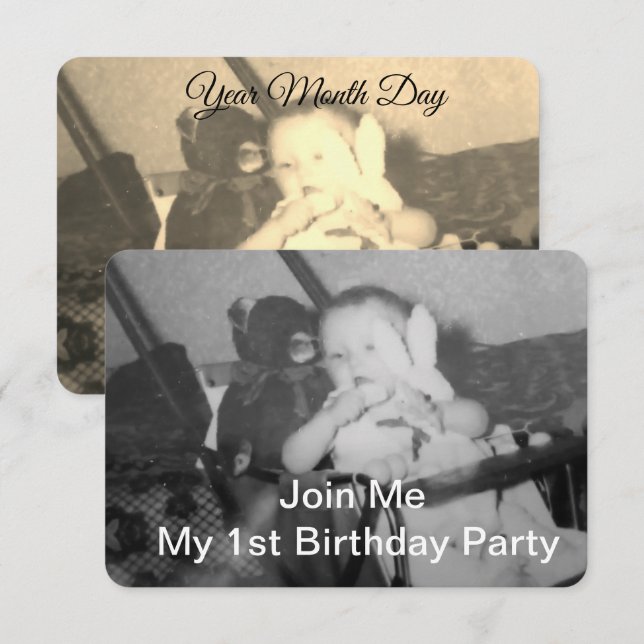 Photo Text Name Year, Customize, Keepsake  Invitation (Front/Back)