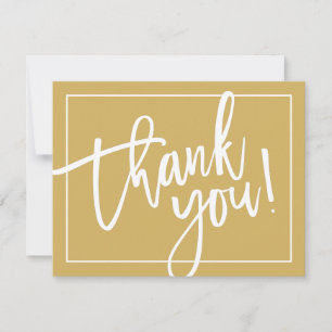 PHOTO THANK YOU bold modern brush lettered gold Card